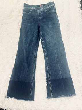 SPANX Dark Blue Flared Jeans with Contrast Hem